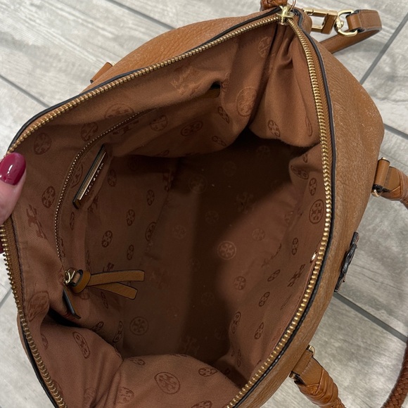 Tory Burch Cognac Brown Pebbled Leather Satchel - Picture 6 of 6
